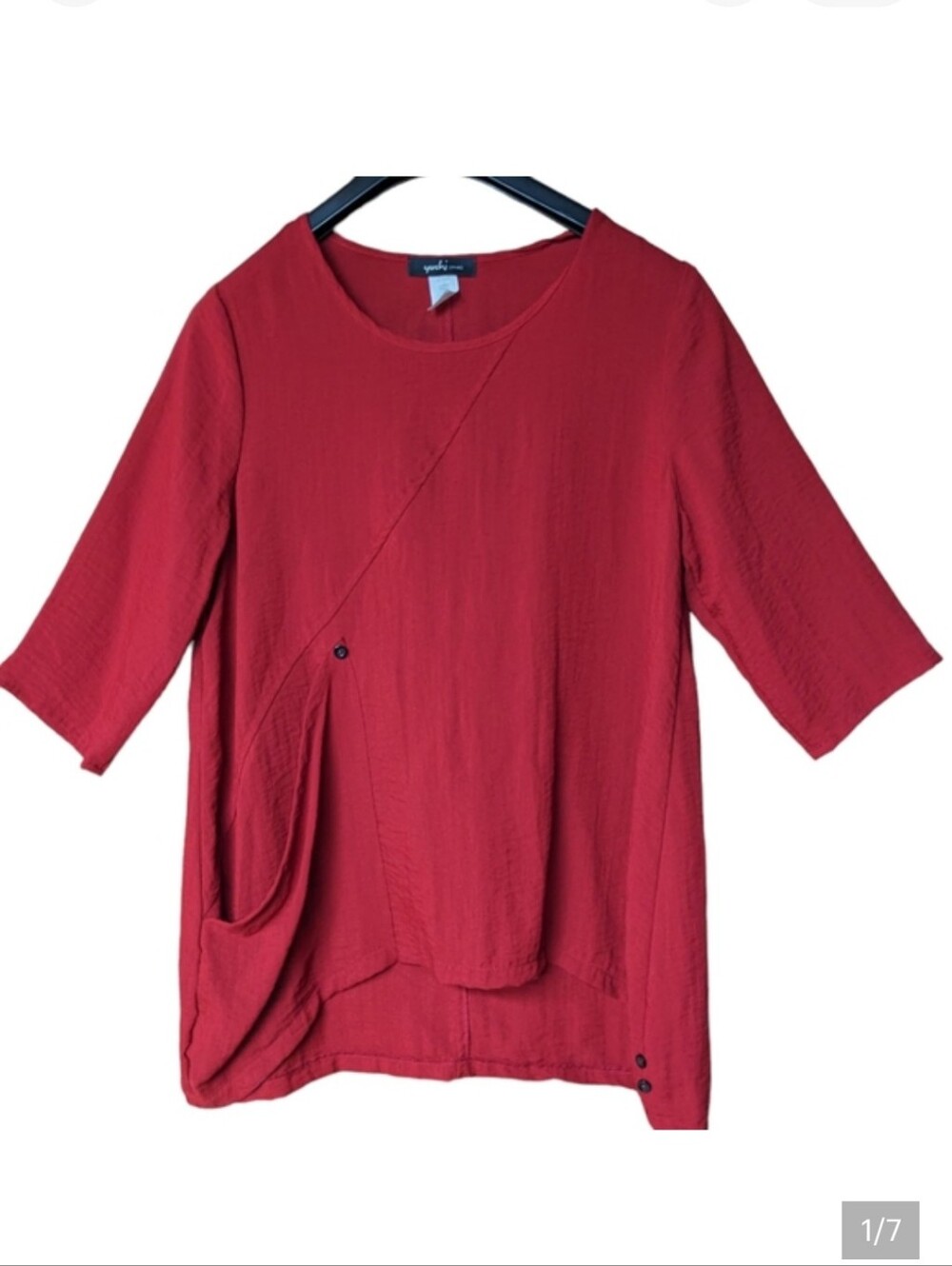Yushi Red Lagenlook Top Size Medium Style #1586
